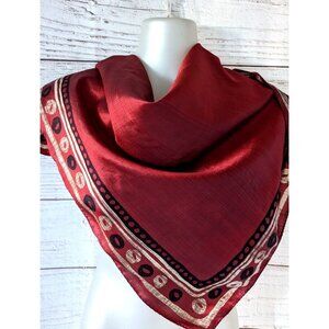 Vintage CRC Women's Scarf Bandana Red 100% Silk Square Paint Graphics 28"*29"